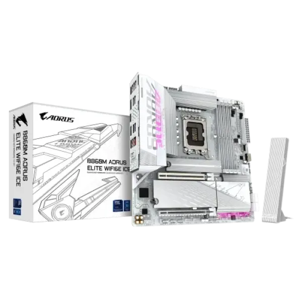 GIGABYTE B860M AORUS ELITE WIFI6E ICE LGA1851 Micro ATX Motherboard